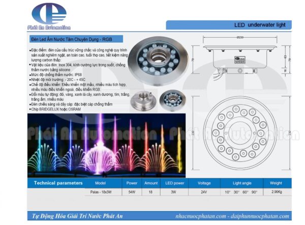 Đèn LED tâm lỗ 54W RGB 1